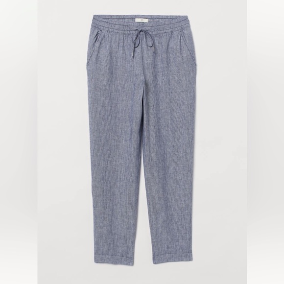 H&M Pants - H&M Blue Striped Linen Joggers - L